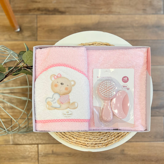 Set accappatoio, spazzola e pettine Rosa