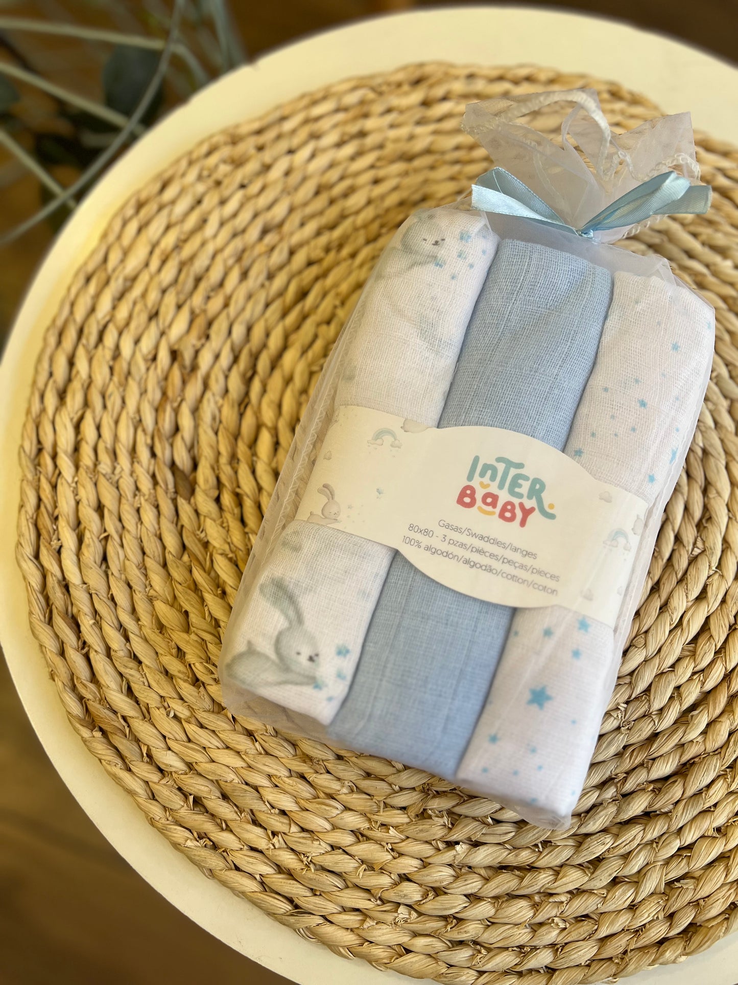 Set 3 quadrati Coniglietti azzurro