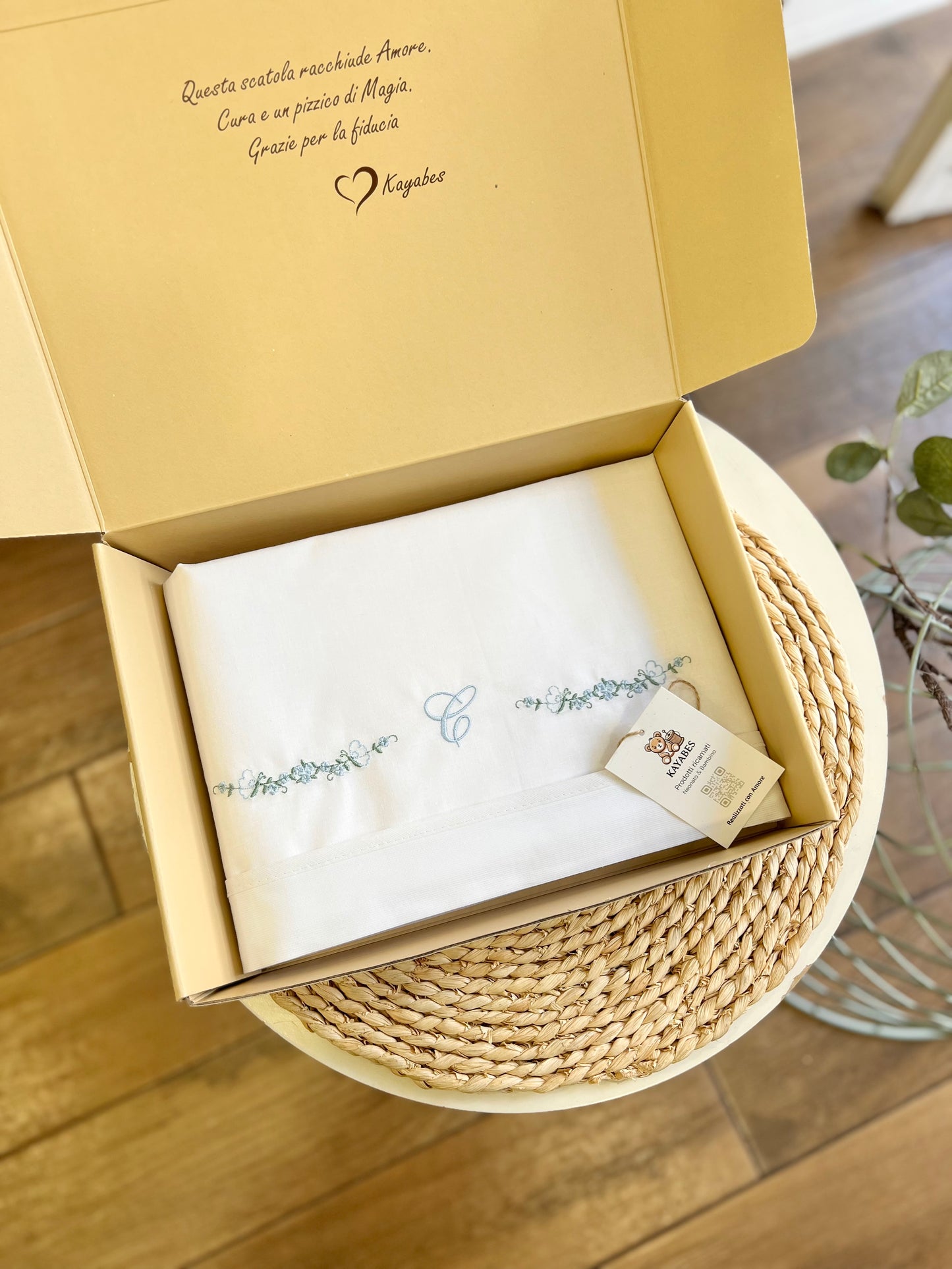 Set lenzuolino carrozzina personalizzato con iniziale ricamato