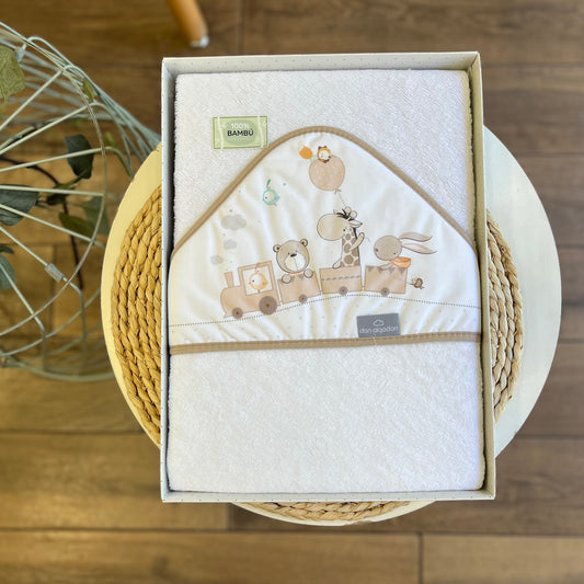 Accappatoio triangolo Safari con bavetta in spugna Beige