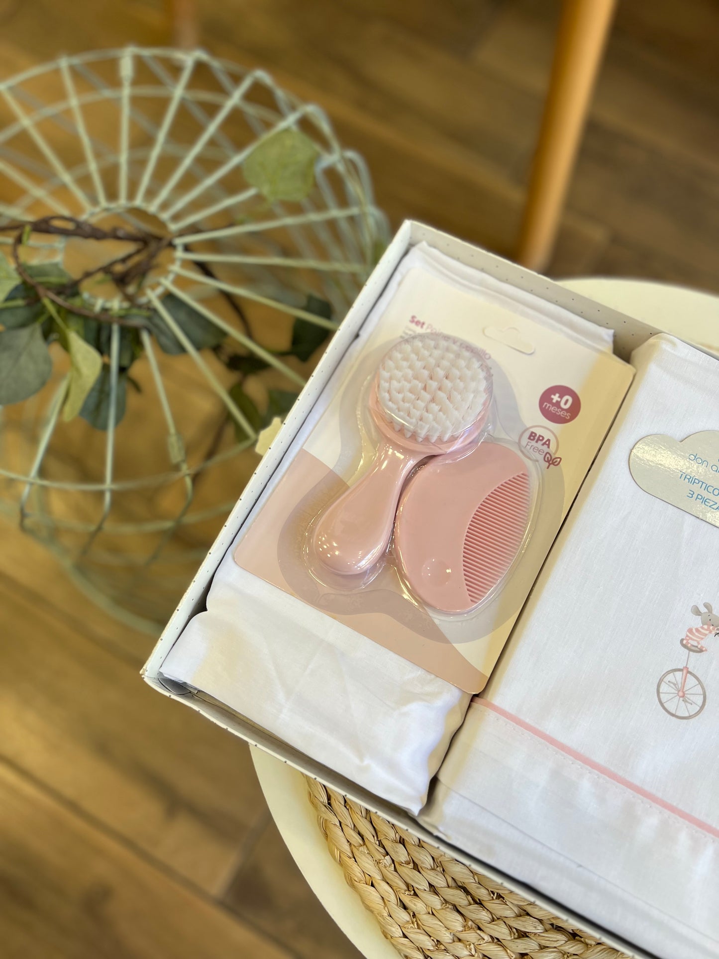 Set lettino + kit spazzole Elefantina Rosa