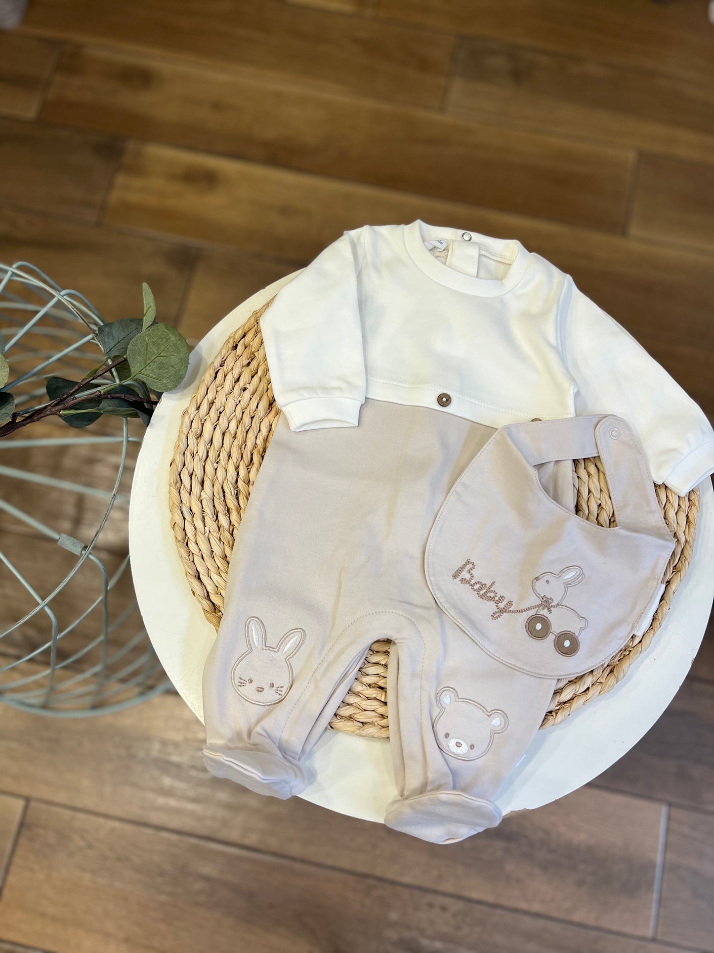 Tutina caldo cotone Baby con bavetta
