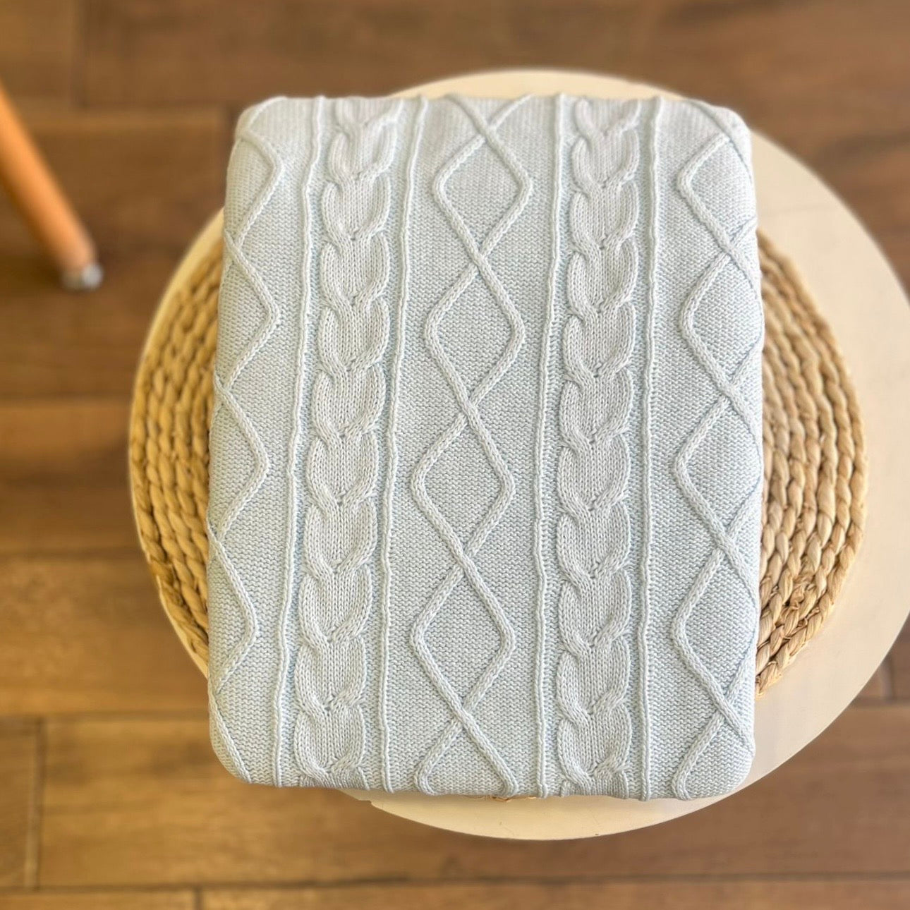 Coperta Pappa e Latte in maglia con pelliccia interna Celeste