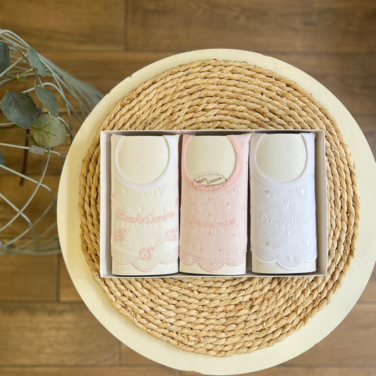 Tris di bavette in scatola Rosa