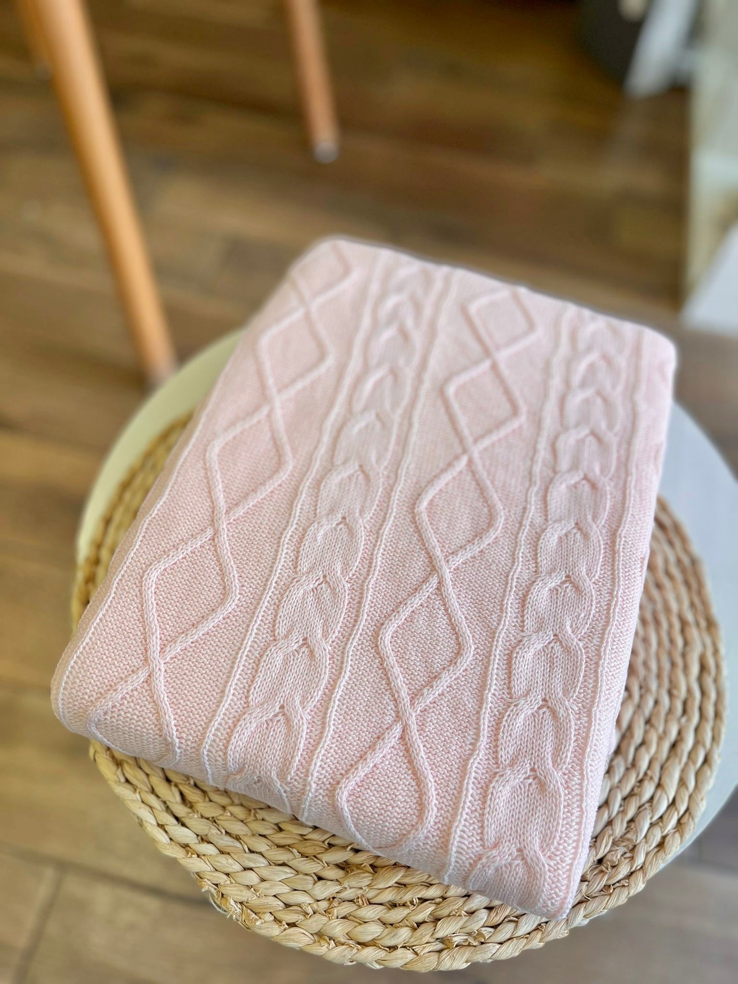Coperta Ellepi in maglia con pelliccia interna Rosa