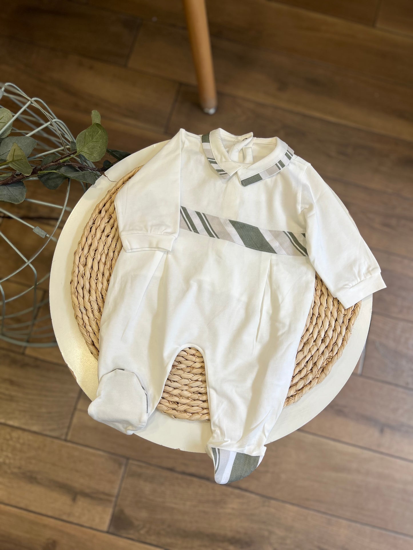 Tutina in cotone Righe verde