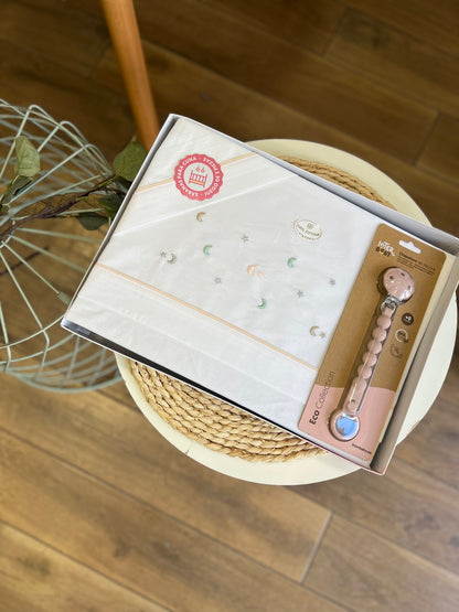 Set lettino con portaciuccio Stelline rosa