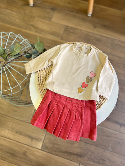 Completo gonna pantalone e felpa Heart
