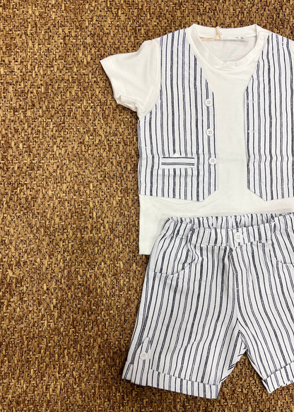 Completino T-Shirt e pantaloncino effetto lino