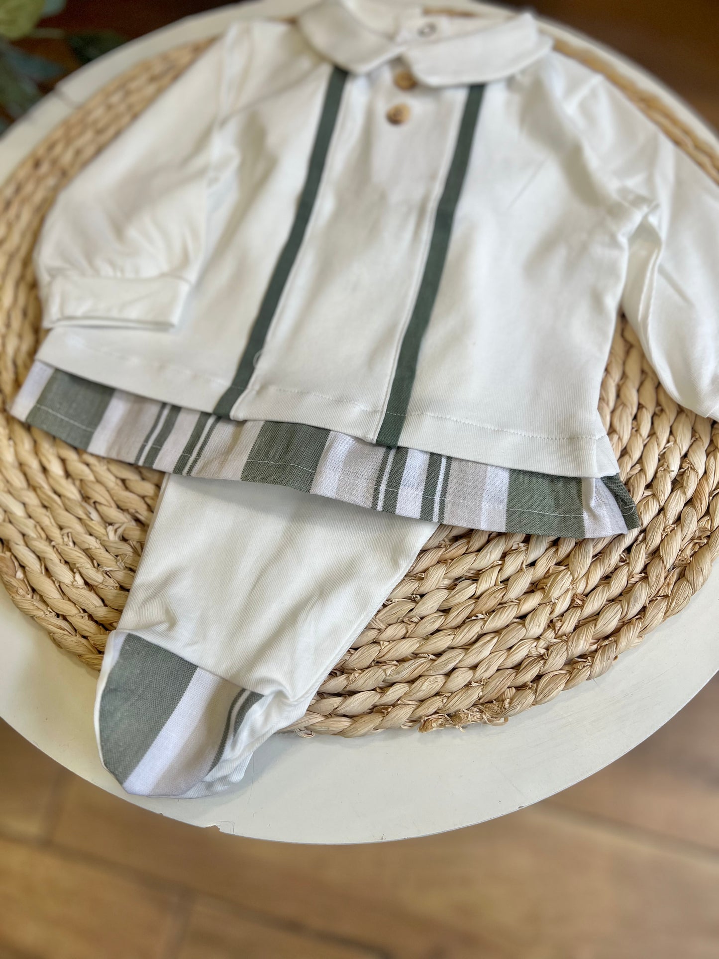 Completo in cotone Righe verde
