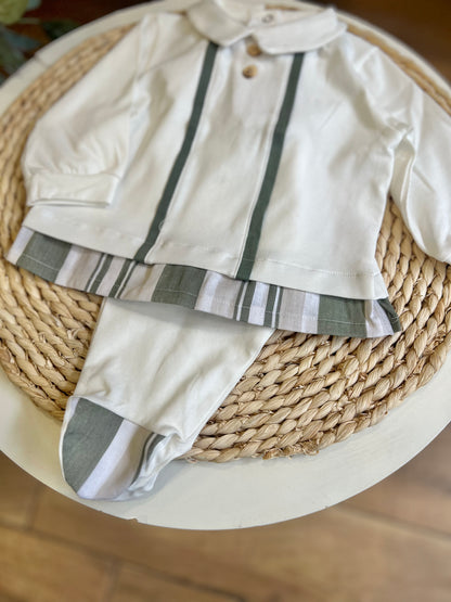 Completo in cotone Righe verde