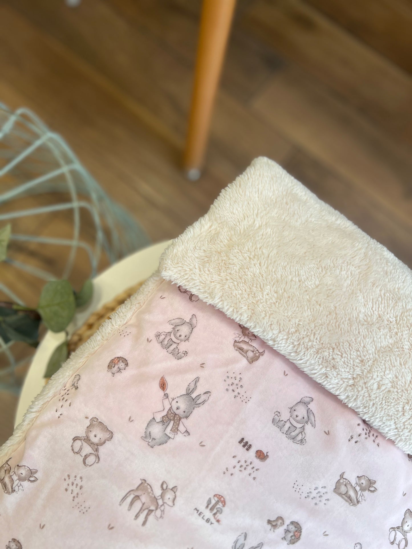 Coperta carrozzina in ciniglia Wood Rosa