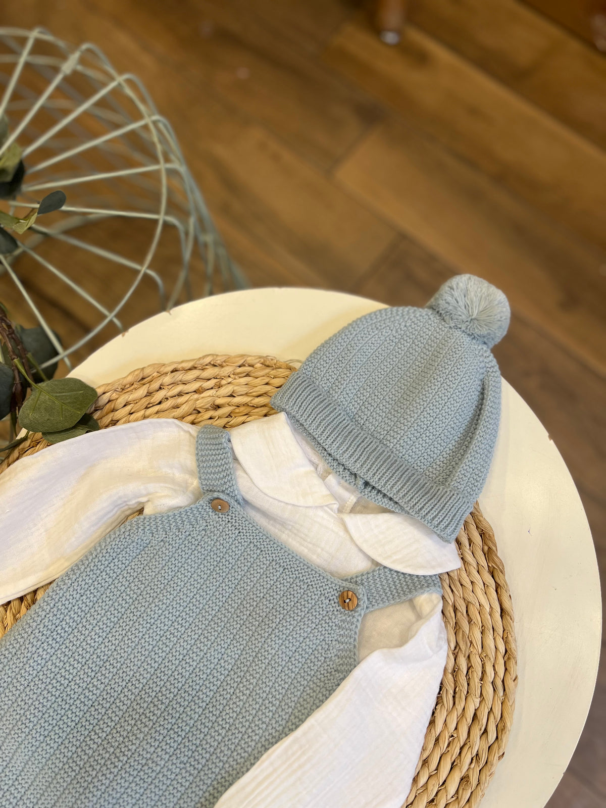 Completo invernale camicia, salopette e cappellino Azul