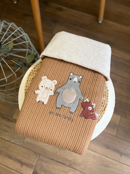 Coperta carrozzina in ciniglia We are family