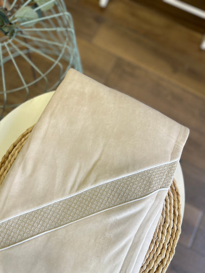 Coperta ciniglia Beige punto smock