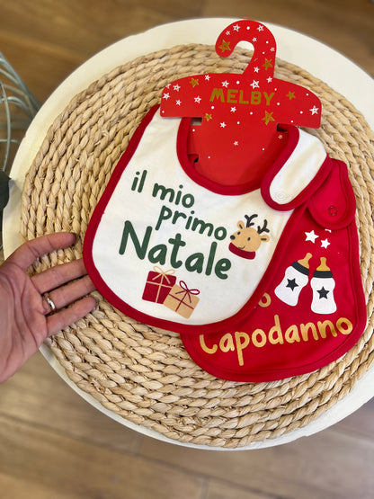 Set 2 Bavette “Il mio primo Natale” “Il mio primo Capodanno”