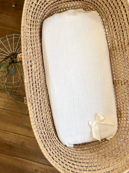 Coperta primavera/estate con fiocco in raso Panna
