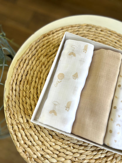 Quadrati in cotone garzato Beige