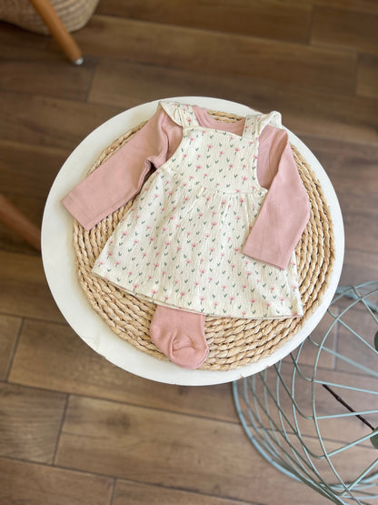Completo salopette con calzamaglia Flower