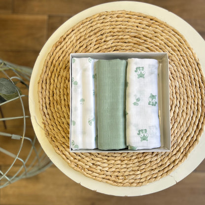 Quadrati in cotone garzato Verde