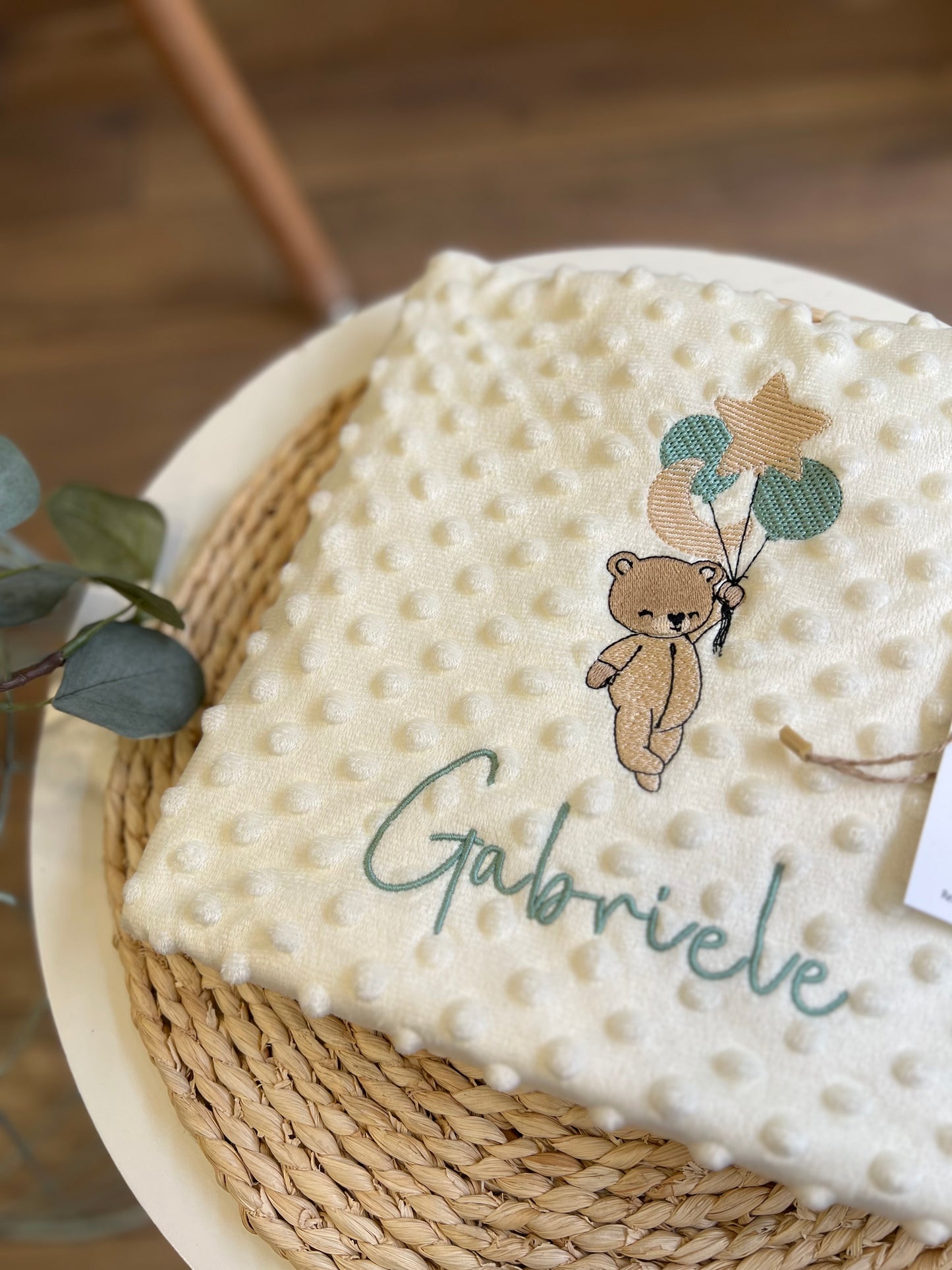 Copertina in ciniglia bolle personalizzata con disegno e nome