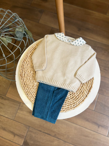 Completo invernale camicia, maglioncino e pantalone a costine