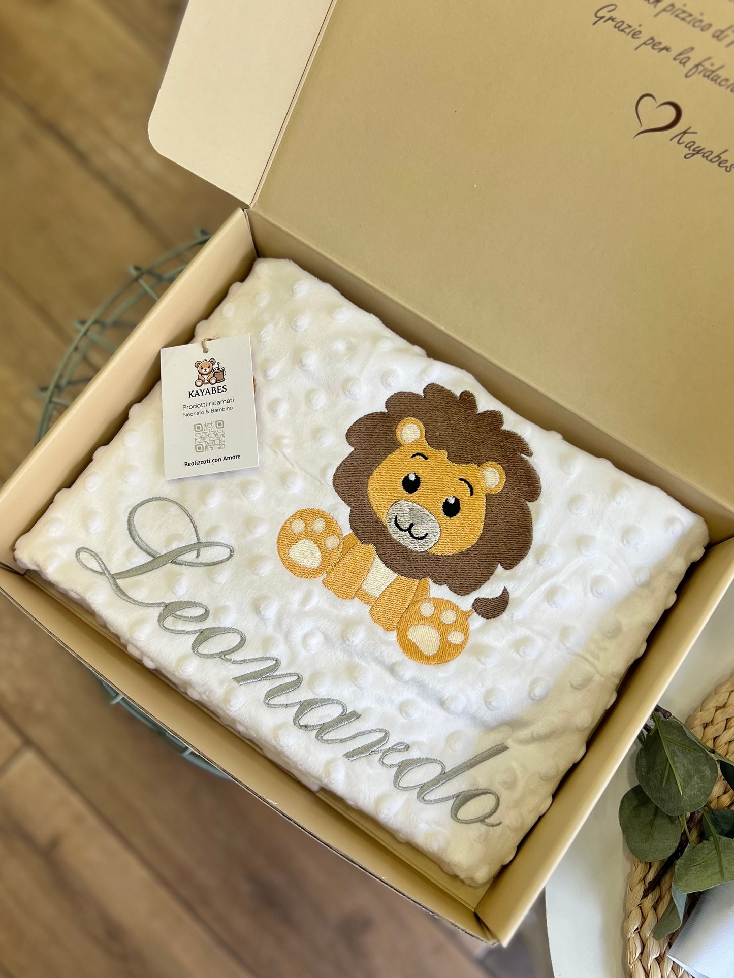 Copertina in ciniglia bolle personalizzata con disegno e nome