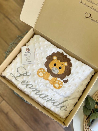 Copertina in ciniglia bolle personalizzata con disegno e nome