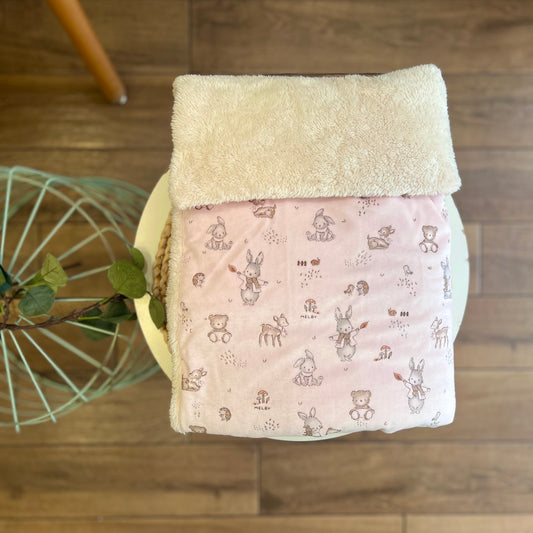 Coperta carrozzina in ciniglia Wood Rosa