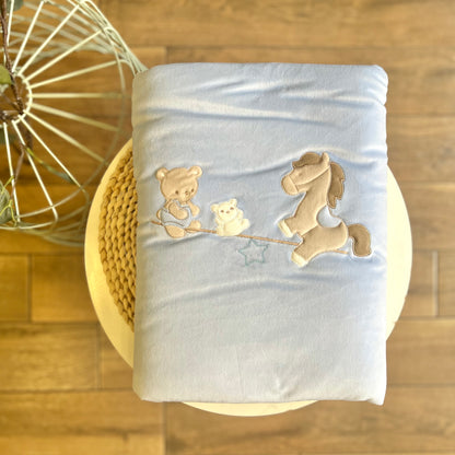 Coperta in ciniglia Cavalluccio azzurro