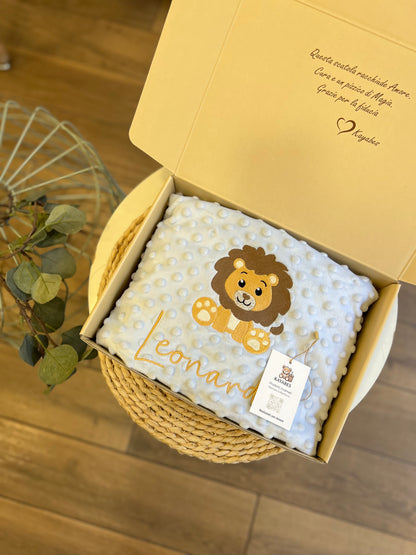 Copertina in ciniglia bolle personalizzata con disegno e nome