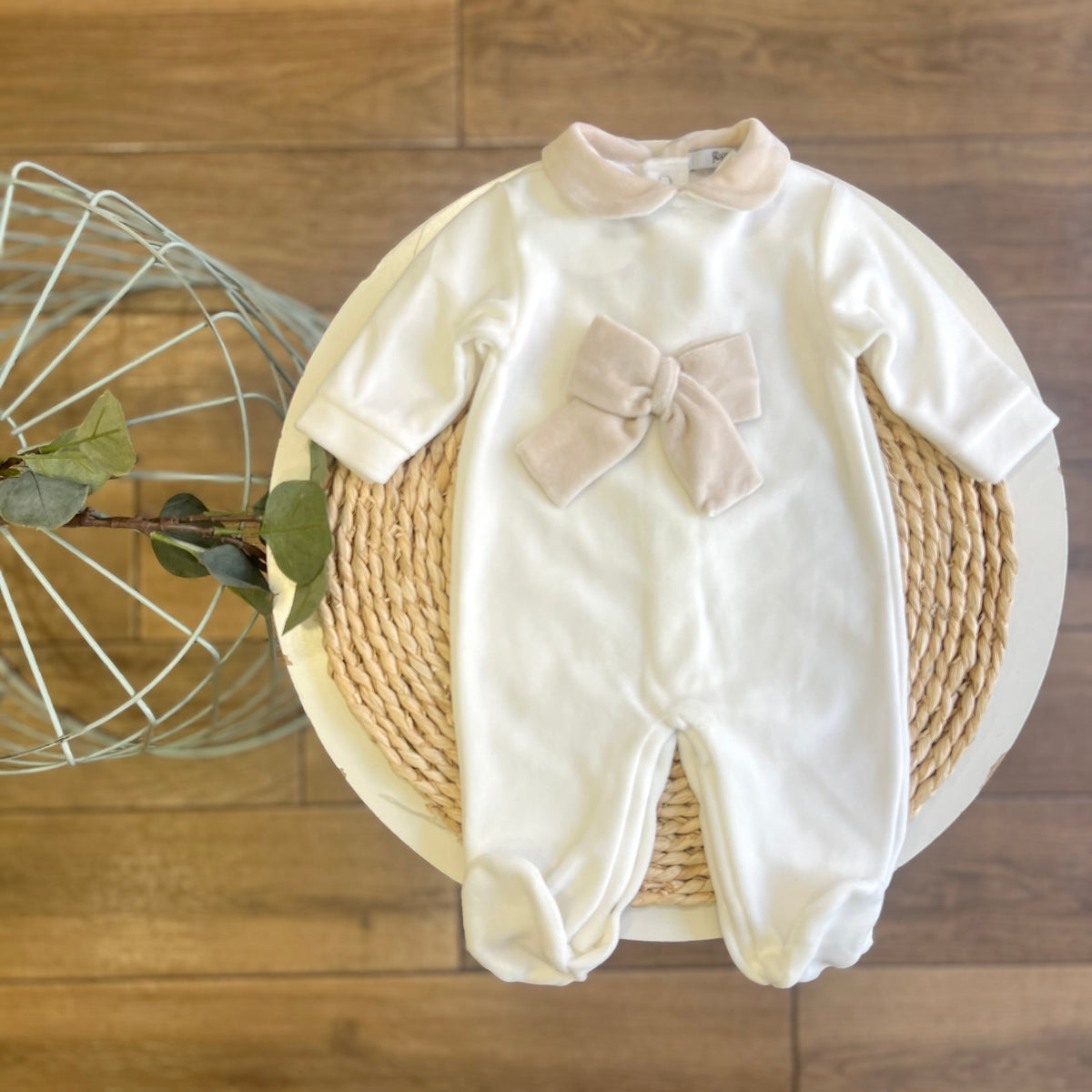 Tutina in ciniglia Fiocco beige