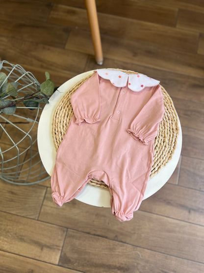 Tutina in cotone colletto Pesca