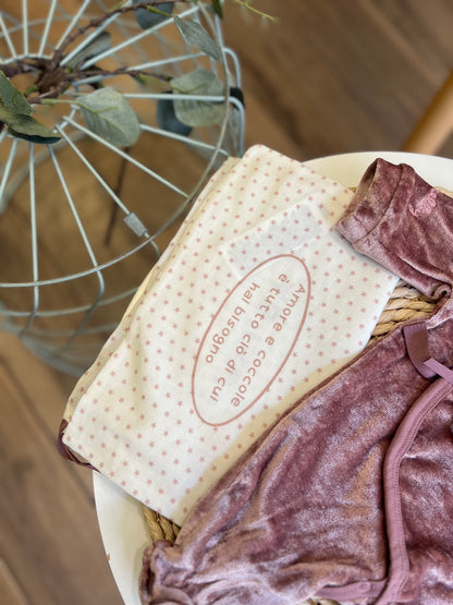 Tutina in ciniglia Soft Bamboo con sacchetto Rosa cipolla