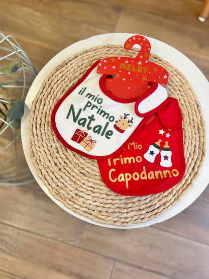 Set 2 Bavette “Il mio primo Natale” “Il mio primo Capodanno”
