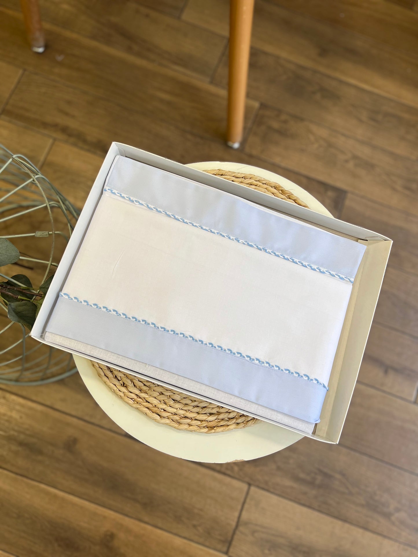 Set carrozzina Bianco/Celeste personalizzabile