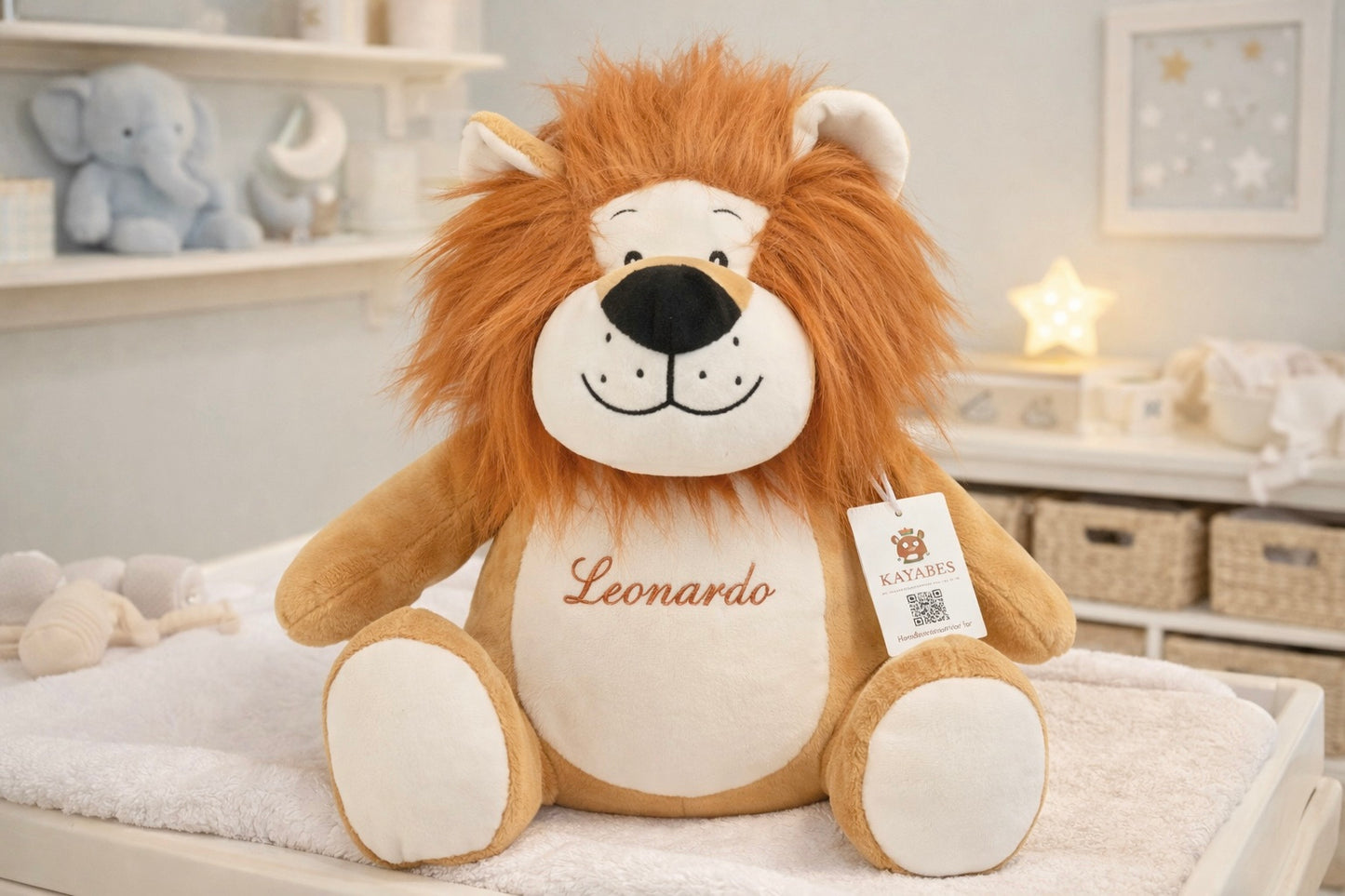 Leoncino ricamato con nome 42 cm
