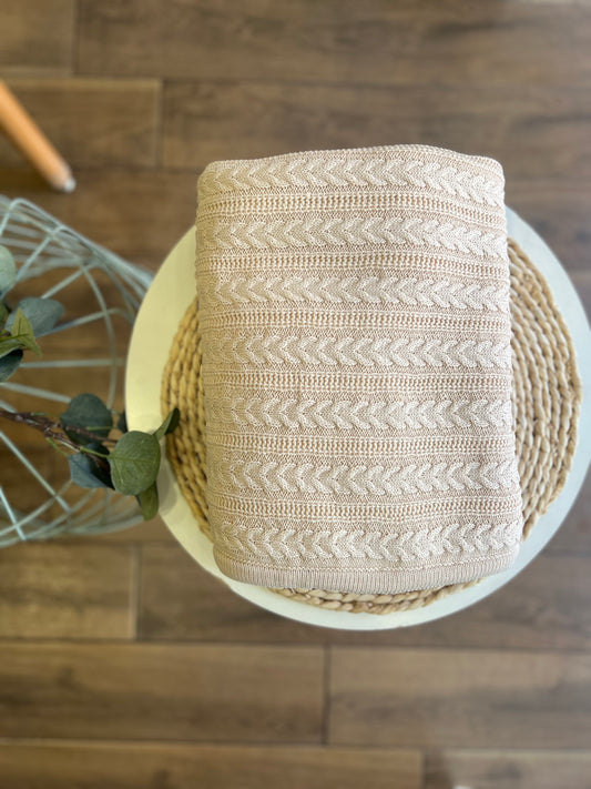 Coperta Ellepi in maglia con pelliccia interna Beige