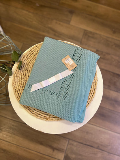 Coperta invernale Verde Fiocco raso bianco