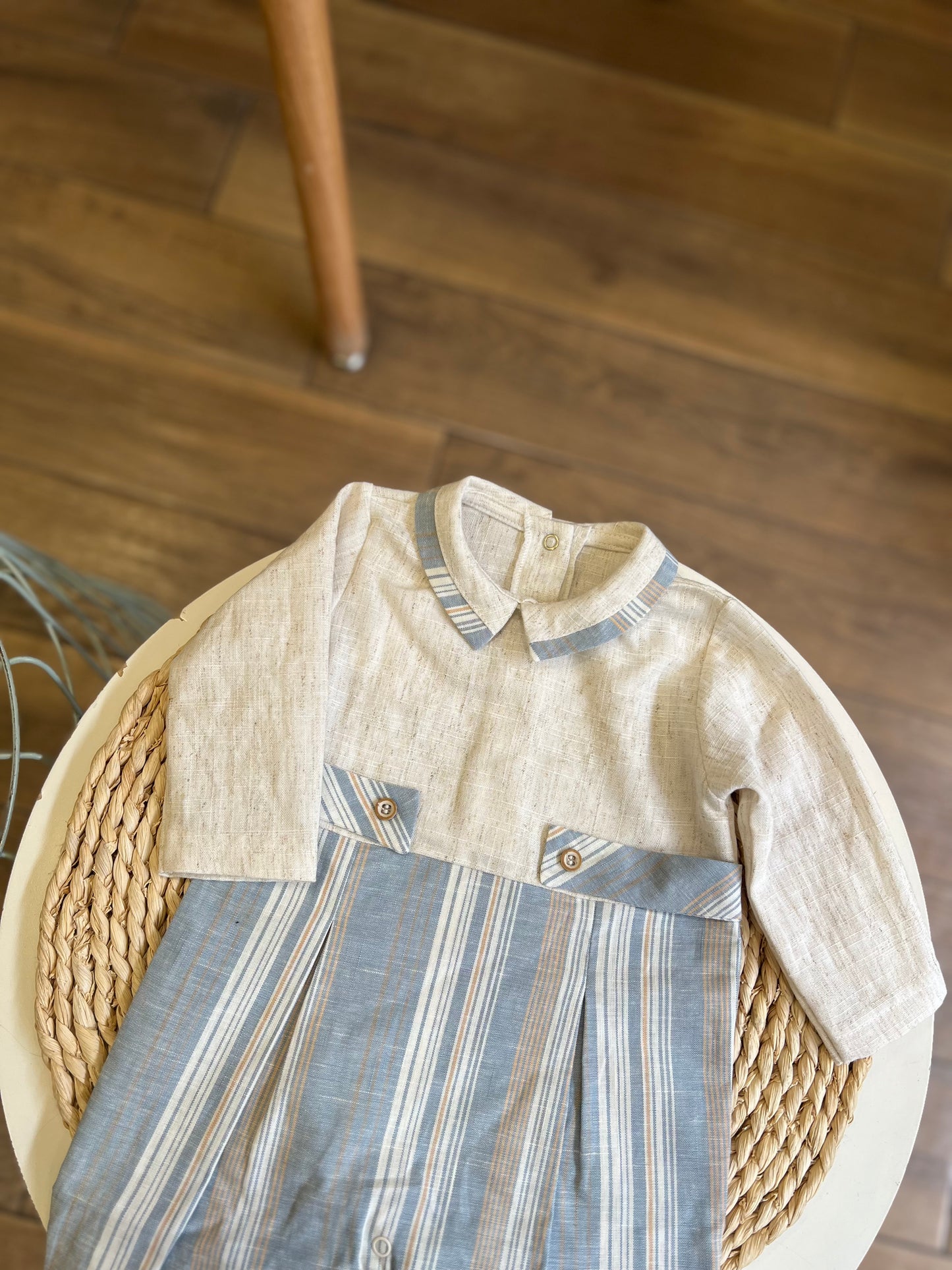 Tutina in cotone righe celeste
