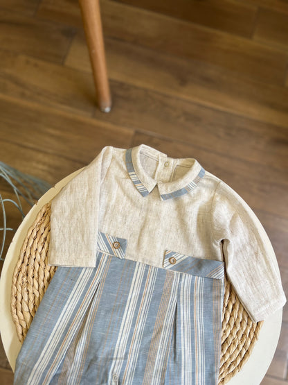 Tutina in cotone righe celeste