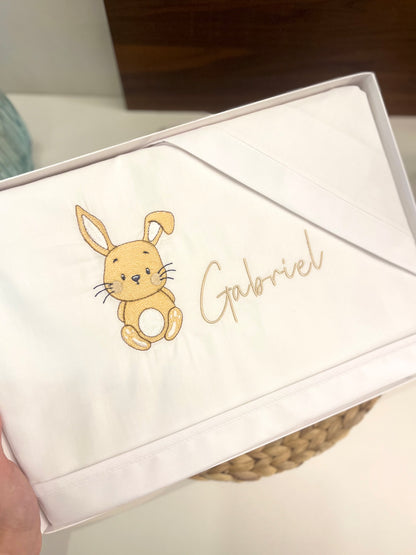Set lenzuolino Lettino personalizzato con nome e disegno ricamato