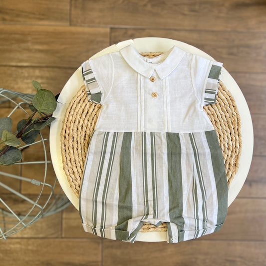 Pagliaccetto in cotone righe verde