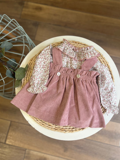 Camicia e salopette a costine in vellutino