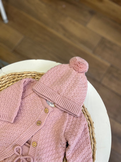 Completo invernale cardigan, culotte e cappellino Maquillage