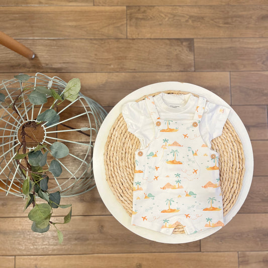 Salopette con T-shirt in cotone
