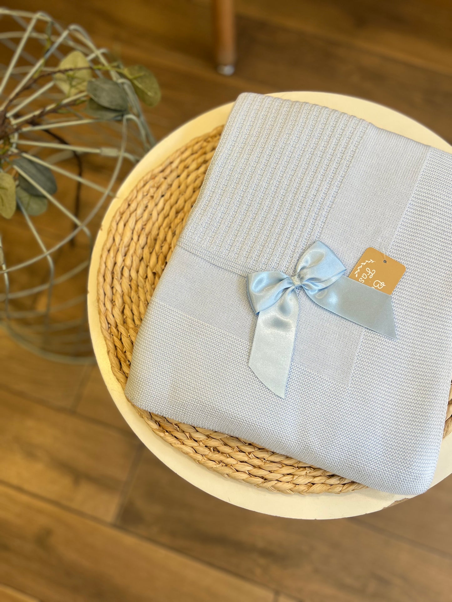 Coperta primavera/estate con fiocco in raso Celeste