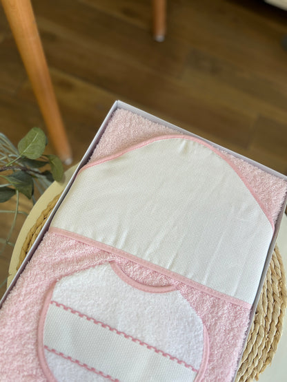 Accappatoio triangolo con bavetta Rosa Personalizzabili