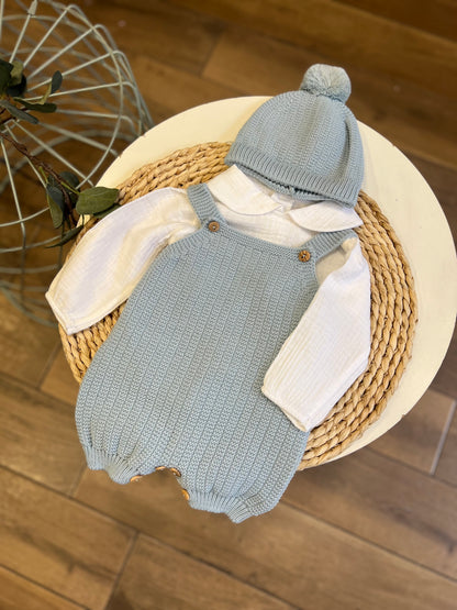 Completo invernale camicia, salopette e cappellino Azul