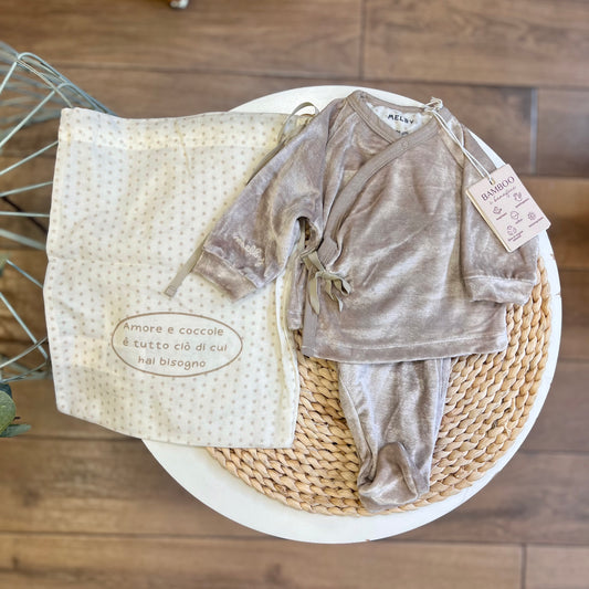 Tutina in ciniglia Soft Bamboo Beige Pietra